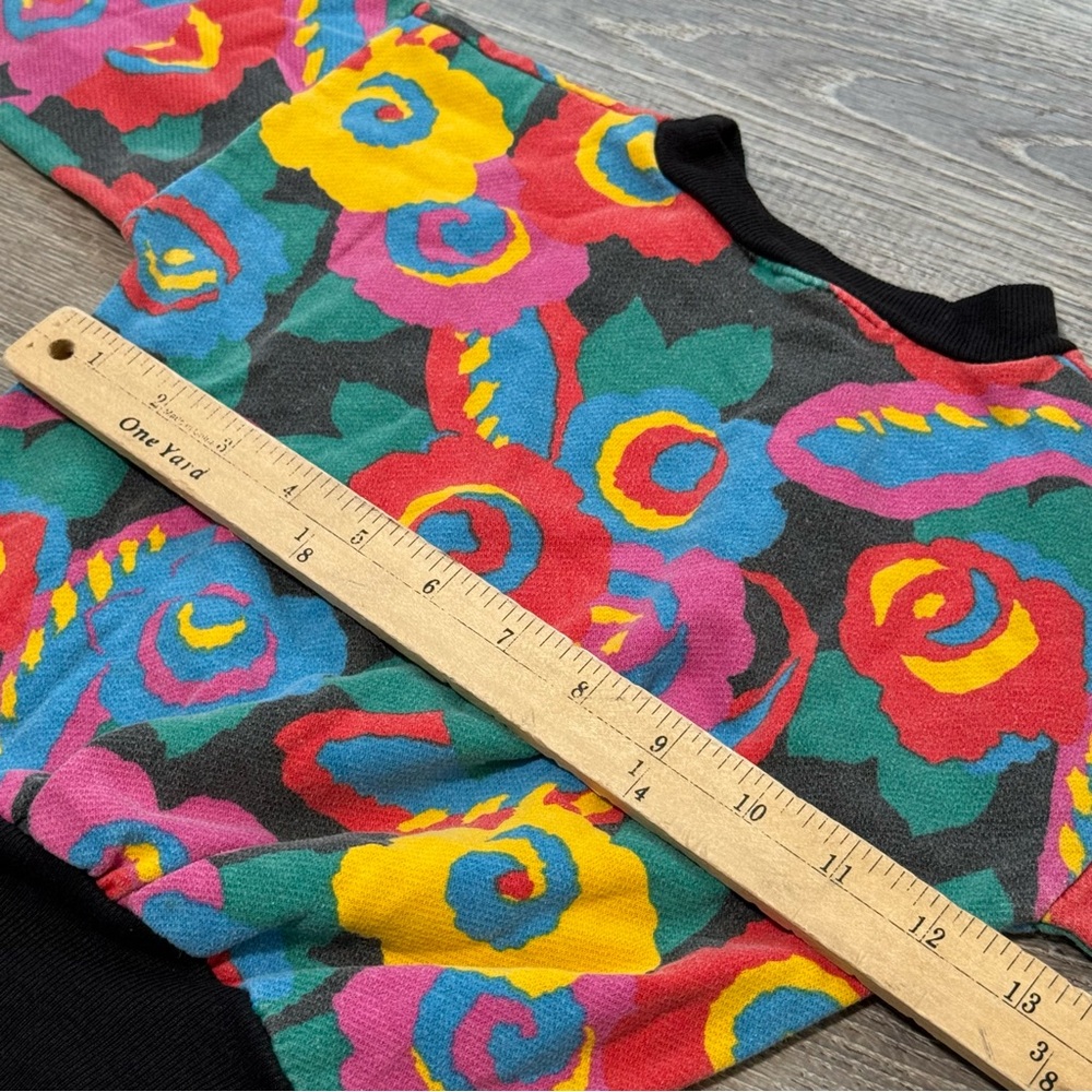 Vintage Colorful Floral Sweatshirt sweater long sleeve colorblock girls toddler - Picture 7 of 8